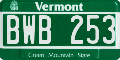 VT license plate BWB253