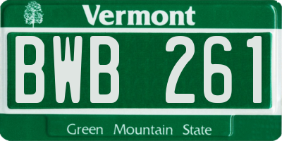 VT license plate BWB261