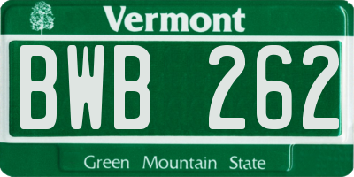 VT license plate BWB262