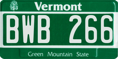 VT license plate BWB266