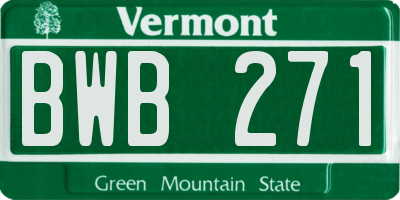 VT license plate BWB271