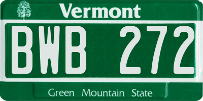 VT license plate BWB272