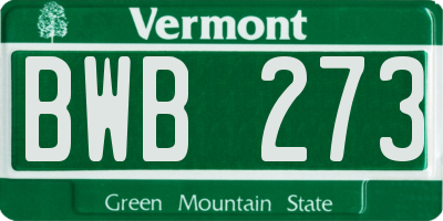 VT license plate BWB273