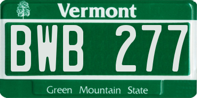 VT license plate BWB277