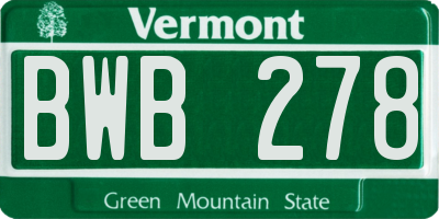 VT license plate BWB278
