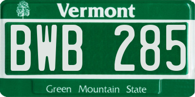 VT license plate BWB285