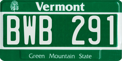 VT license plate BWB291