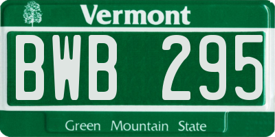 VT license plate BWB295