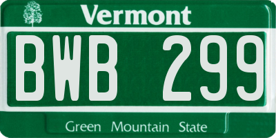 VT license plate BWB299