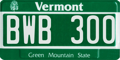 VT license plate BWB300