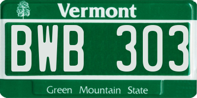 VT license plate BWB303