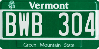 VT license plate BWB304
