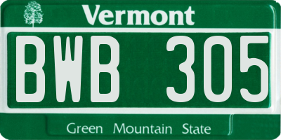 VT license plate BWB305