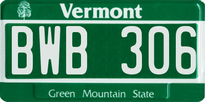VT license plate BWB306