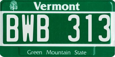 VT license plate BWB313