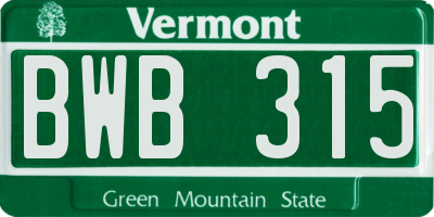 VT license plate BWB315