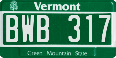 VT license plate BWB317