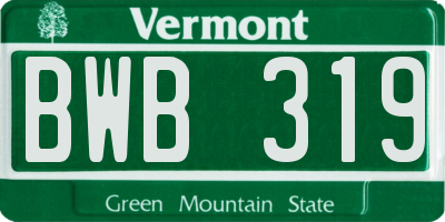 VT license plate BWB319
