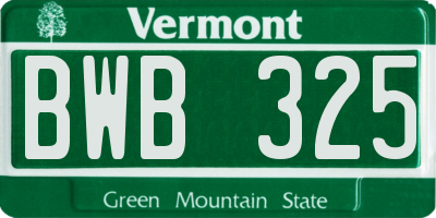 VT license plate BWB325