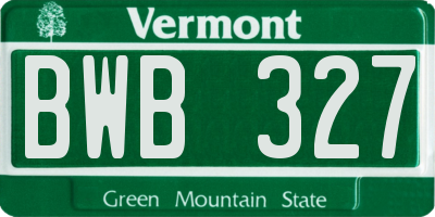 VT license plate BWB327
