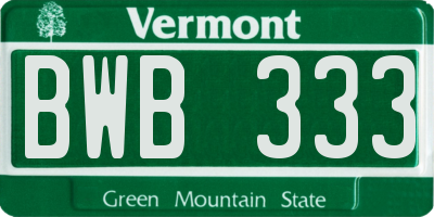 VT license plate BWB333