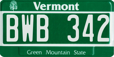 VT license plate BWB342