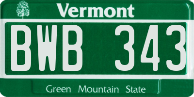 VT license plate BWB343
