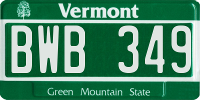 VT license plate BWB349