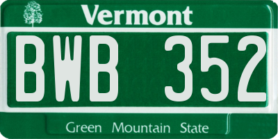 VT license plate BWB352