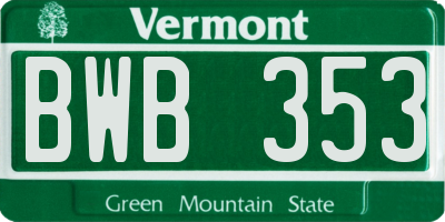 VT license plate BWB353