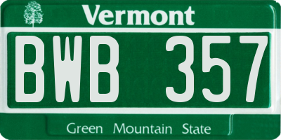 VT license plate BWB357
