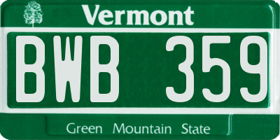 VT license plate BWB359