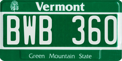 VT license plate BWB360