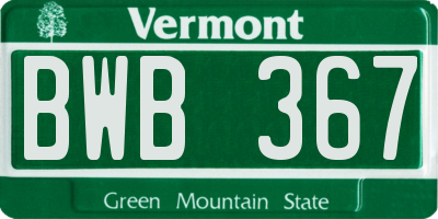 VT license plate BWB367