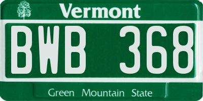 VT license plate BWB368