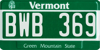 VT license plate BWB369