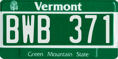 VT license plate BWB371