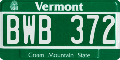 VT license plate BWB372