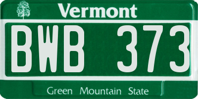 VT license plate BWB373
