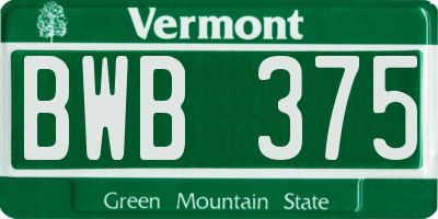 VT license plate BWB375