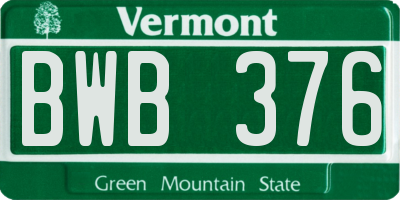 VT license plate BWB376