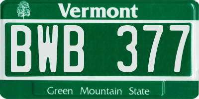 VT license plate BWB377