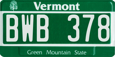 VT license plate BWB378