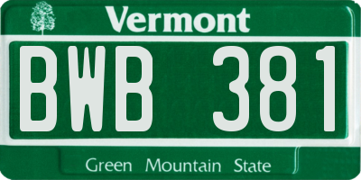 VT license plate BWB381