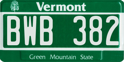 VT license plate BWB382