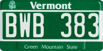 VT license plate BWB383