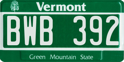 VT license plate BWB392