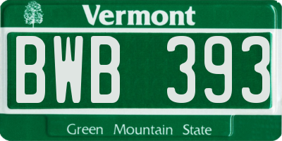 VT license plate BWB393