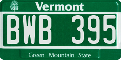 VT license plate BWB395