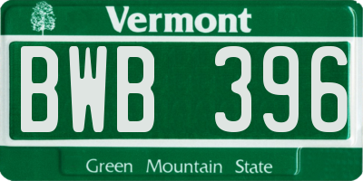 VT license plate BWB396
